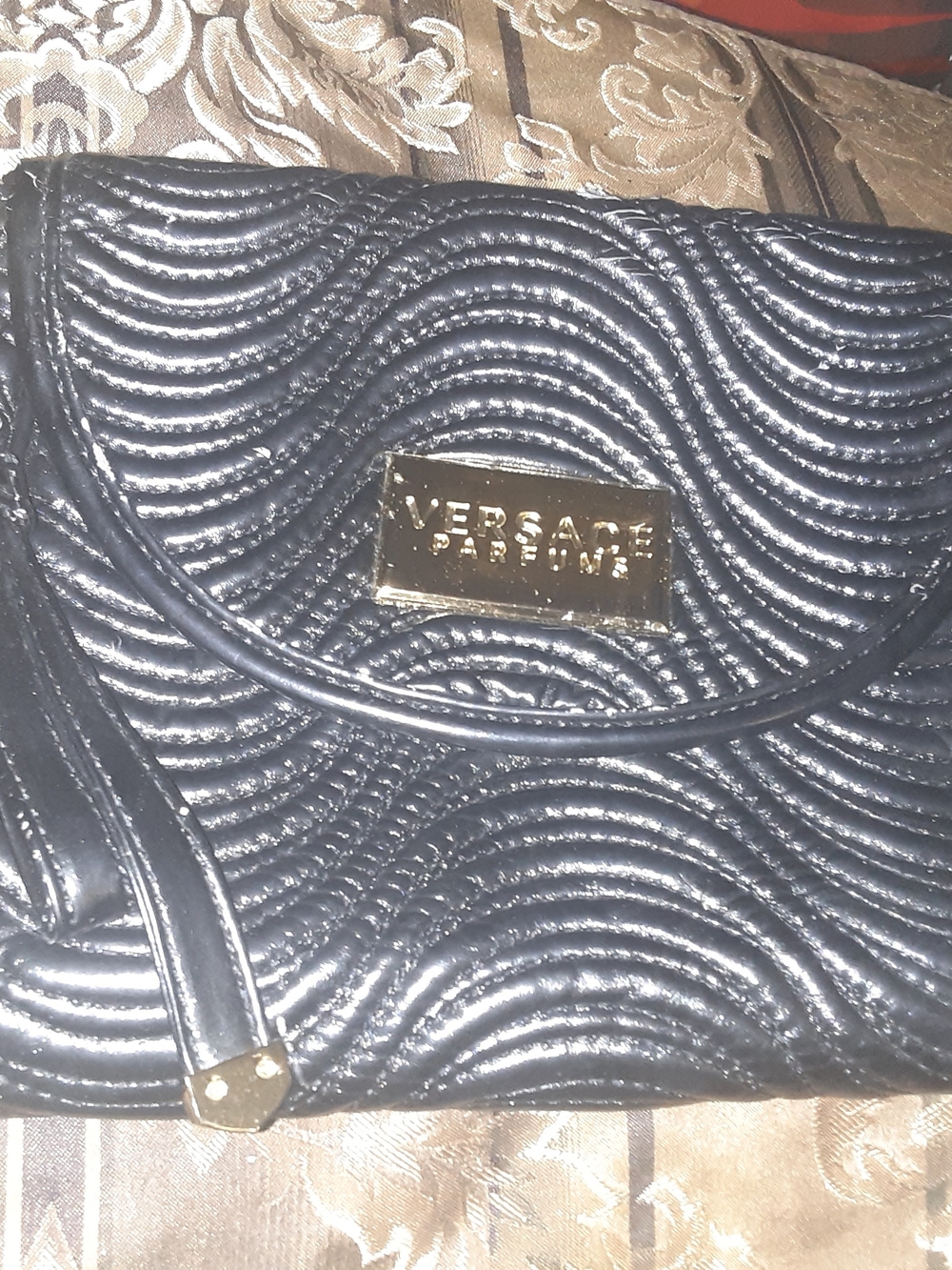 Versace Jeans Couture Black Quilted Wristlet Clutch